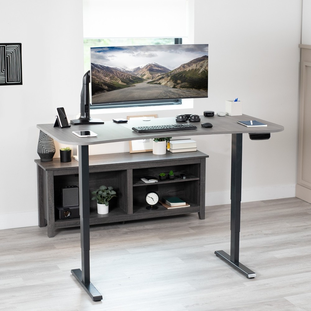 VIVO Dark Gray 63" x 32" Table Top for Adjustable Standing Desk Frames