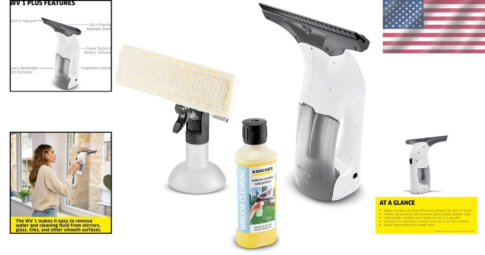 Effortless Multi-Surface Cleaning with Plus 2-in-1 Window Vacuum Squeegee 10"
