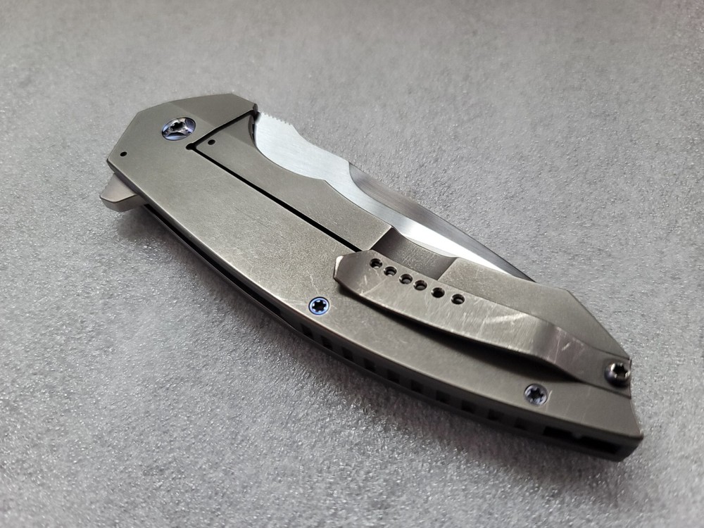 Peter Carey Custom Knives 2014 Framelock Cure Prototype, Tom Mayo MOP Pattern