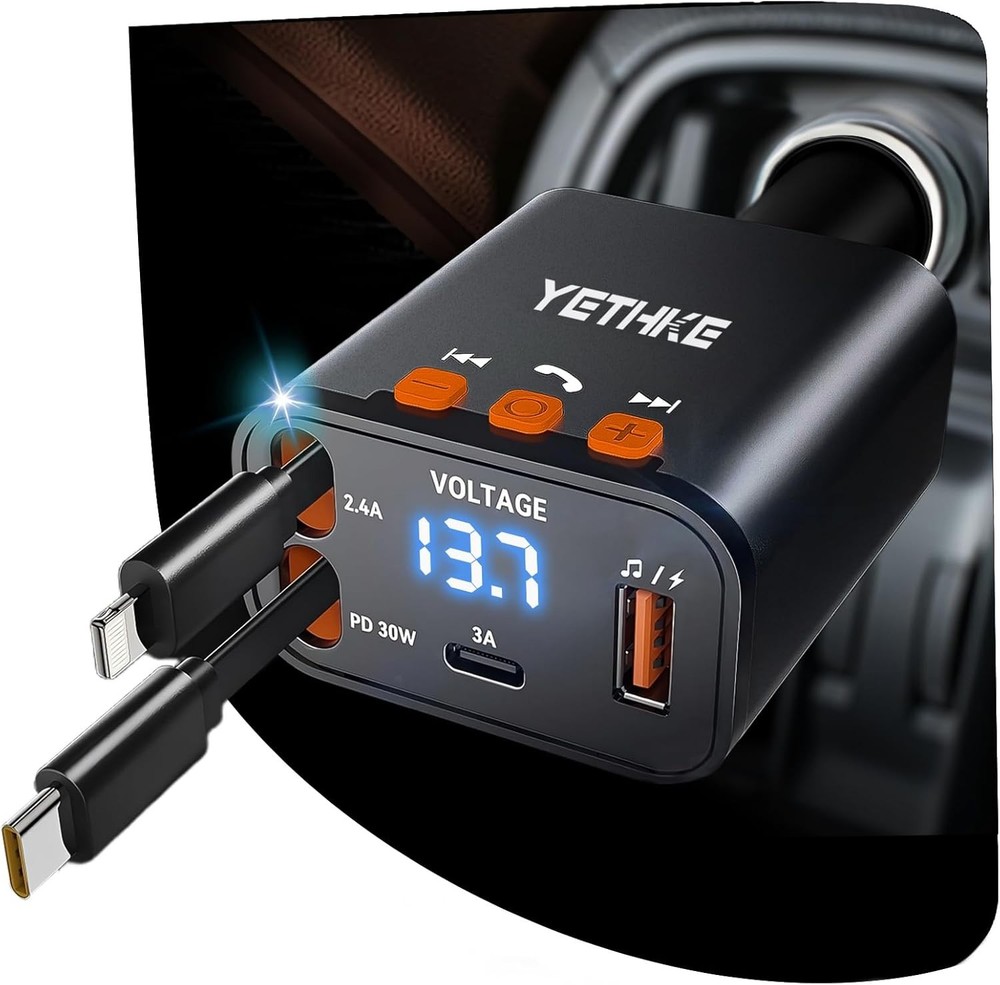 Car Bluetooth Adapter 5.4, 69W Fast Charging FM Transmitter Black