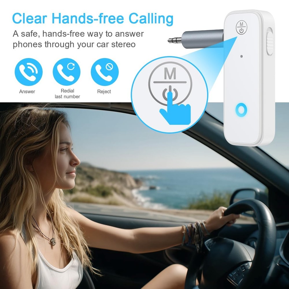Bluetooth Aux Adapter for Car, 2 in 1 Bluetooth Transmitter Receiver for Hand...
