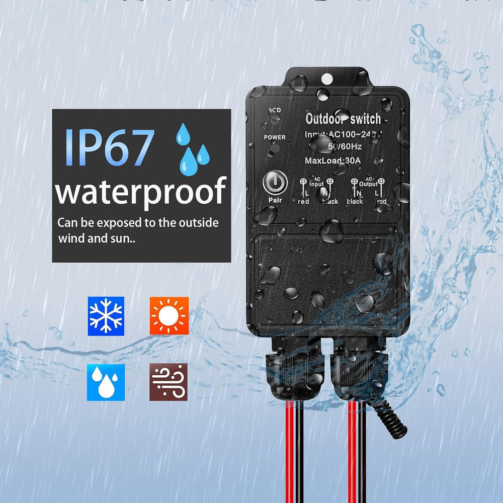 12V Remote Control Switch. IP67 Waterproof DC8-80V 30A Relay Wireless Switch wit