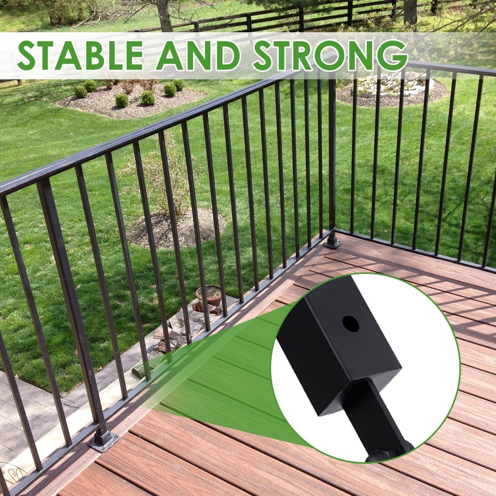 42" Cable Railing Post, Matte Black Stainless Steel Level Drilled Railing Post