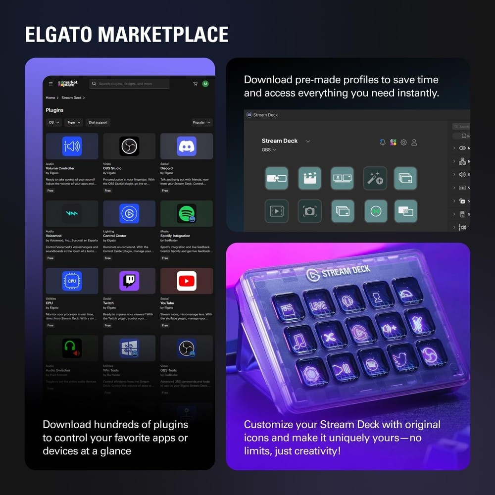Compact Stream Deck MK.2: 15 Customizable Keys for Enhanced Streaming Experience