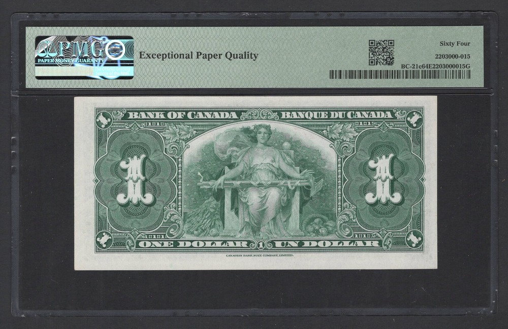 Canada One Dollar 1937 BC-21c Uncirculated Grade 64