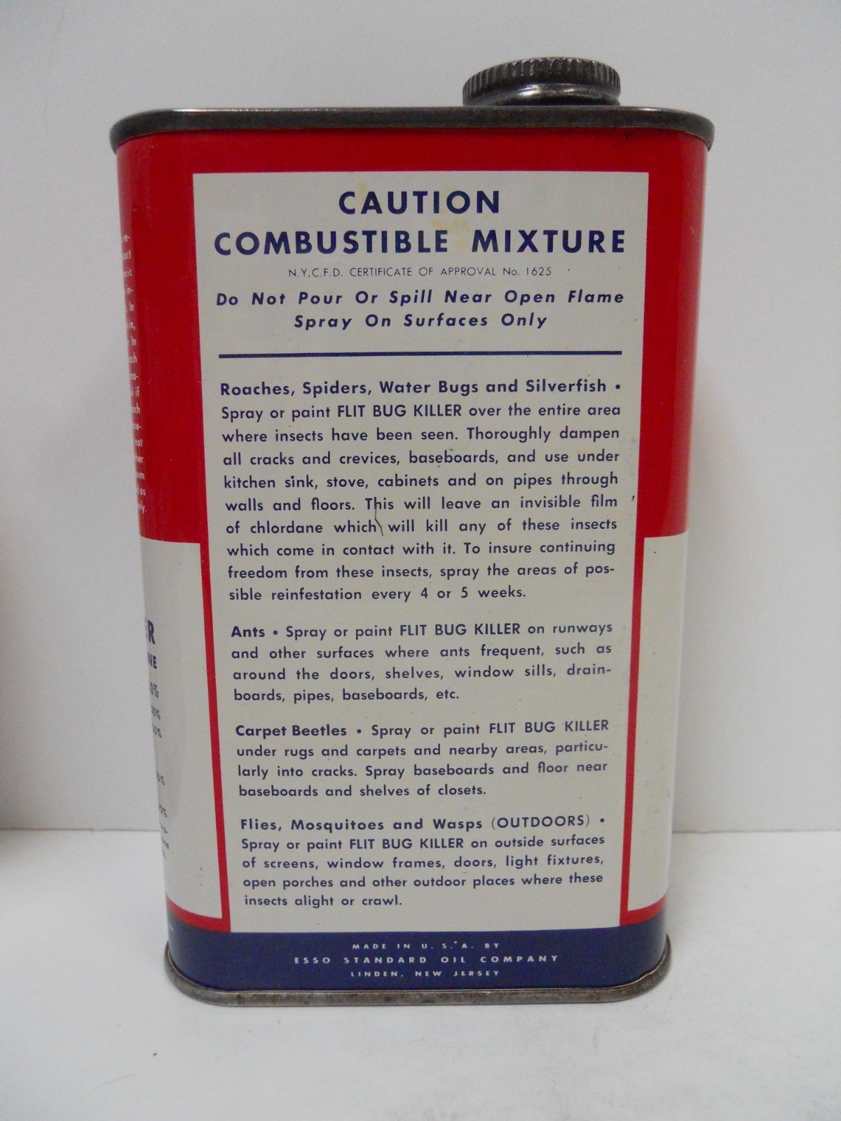 Vintage Set of (4) Different ESSO FLIT 1 Pint Cans Empty and for Display Only