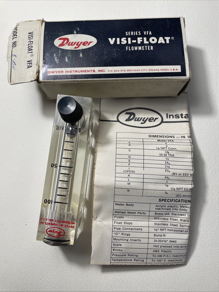 Dwyer Visi-Float Flow Meter VFA NEW IN BOXw/instructions