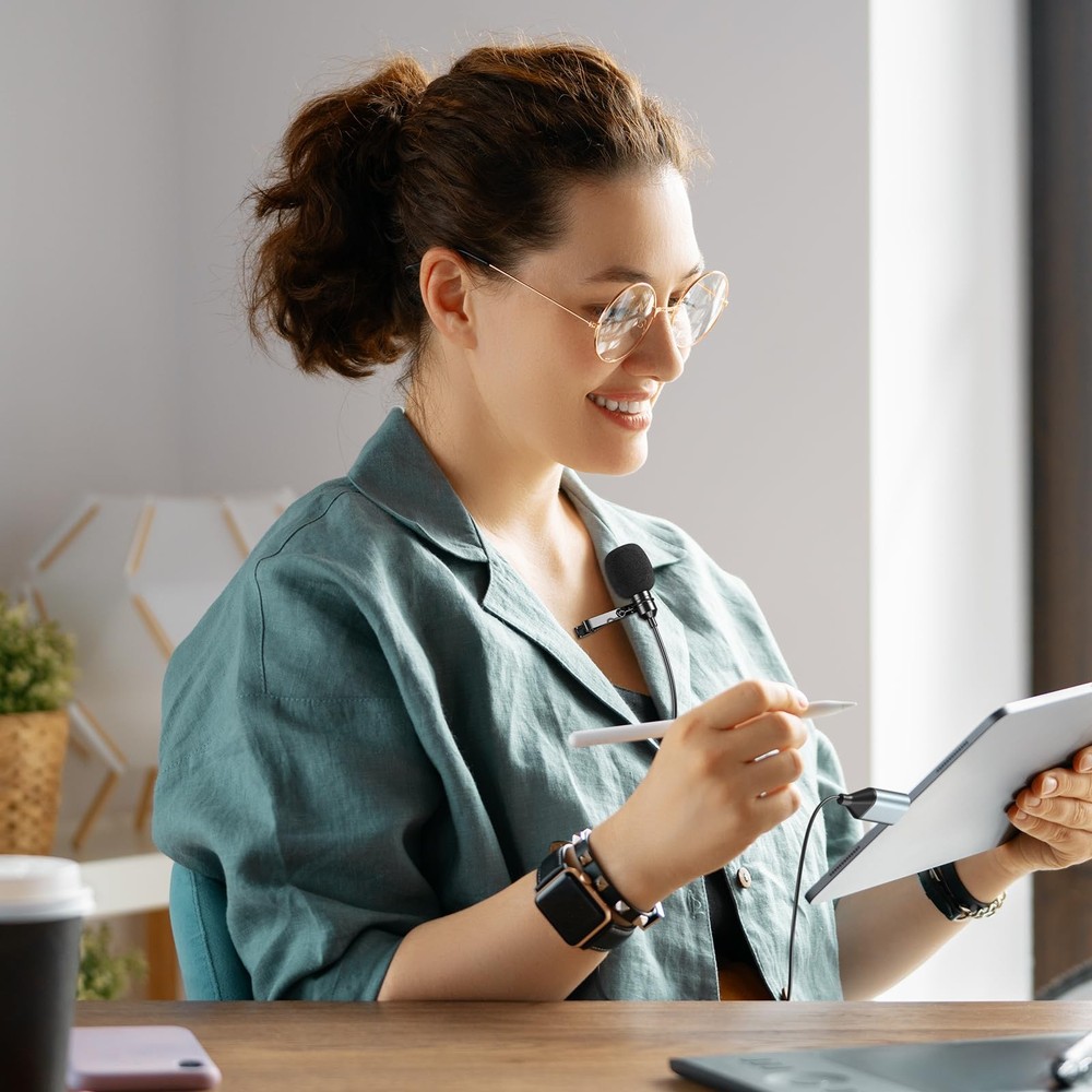 USB C Lavalier Microphone for iPhone 15, iPad, Android, Omnidirectional Conde...