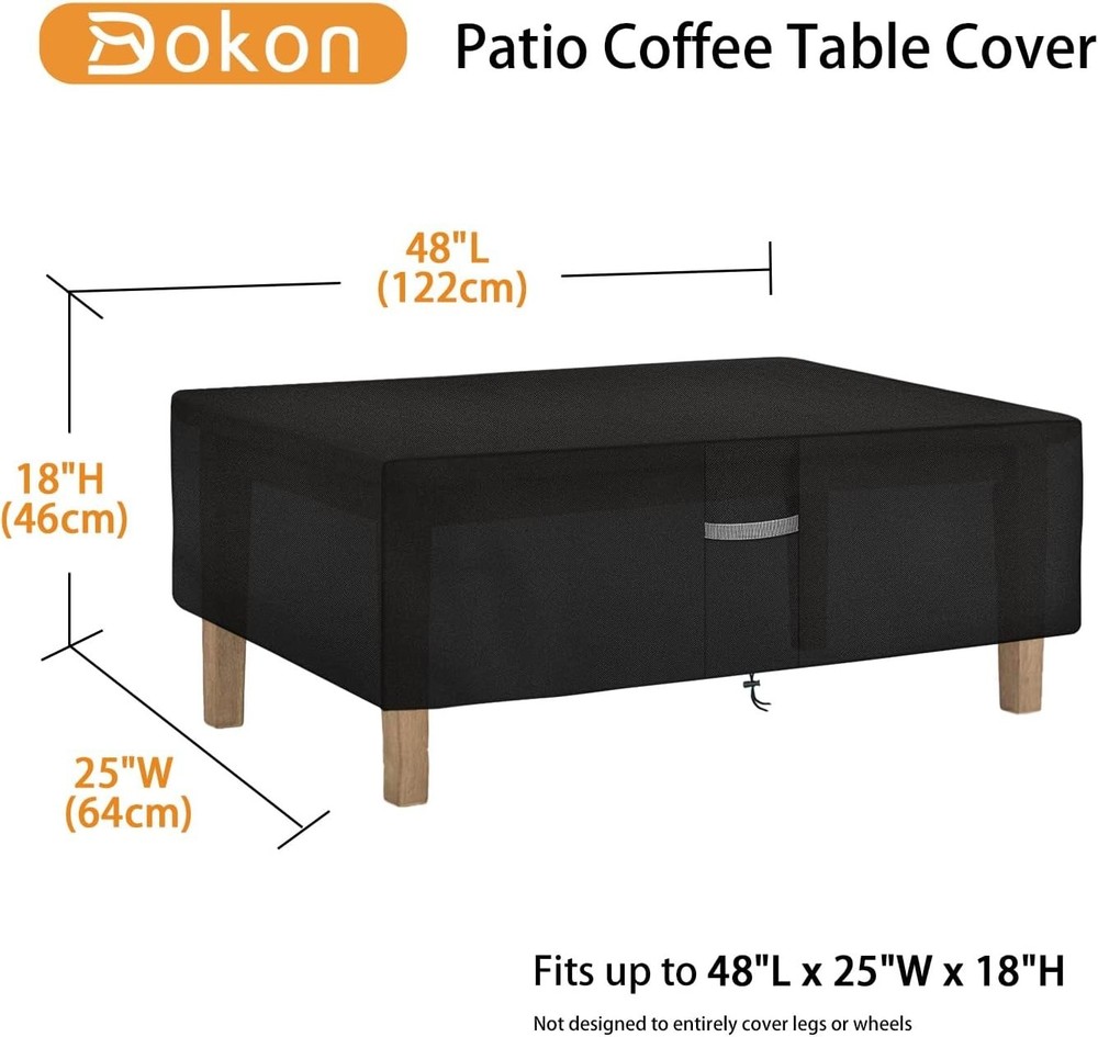 Heavy Duty Patio Coffee Table Covers Waterproof Rectangular Outdoor Table Cov...