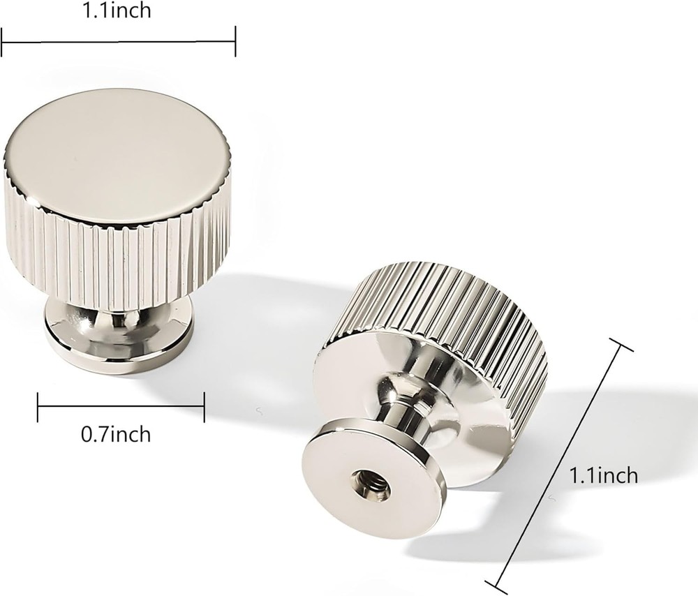 khtumeware 10 Pack Polished Nickel Cabinet Knobs Solid Heavy-Duty Bifold Closet