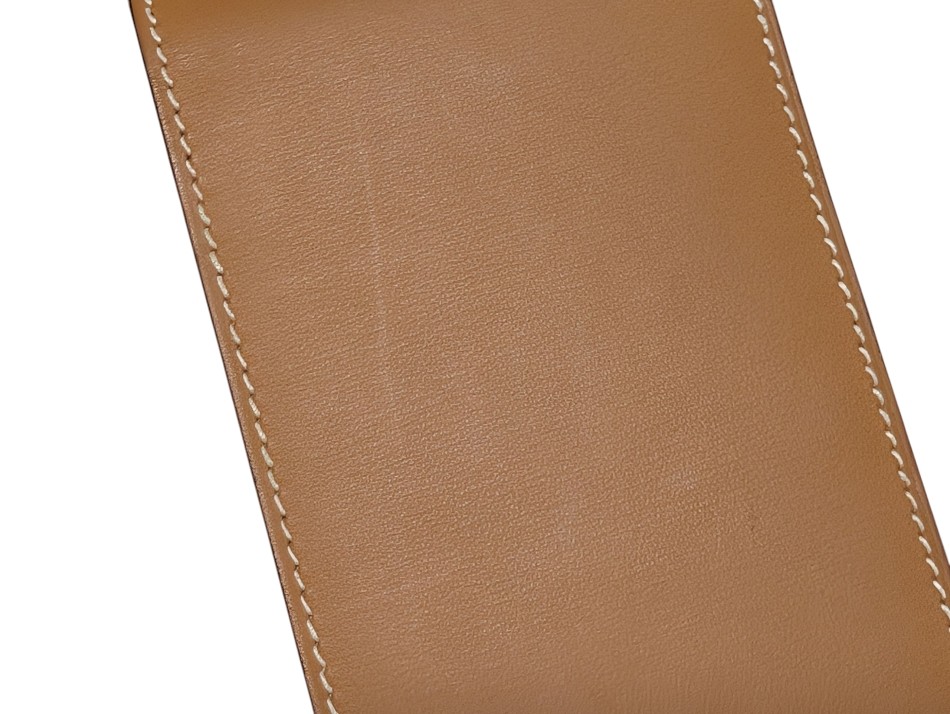 Authentic Hermes Notepad Leather Box Calf Bi-fold with Refill Light Brown