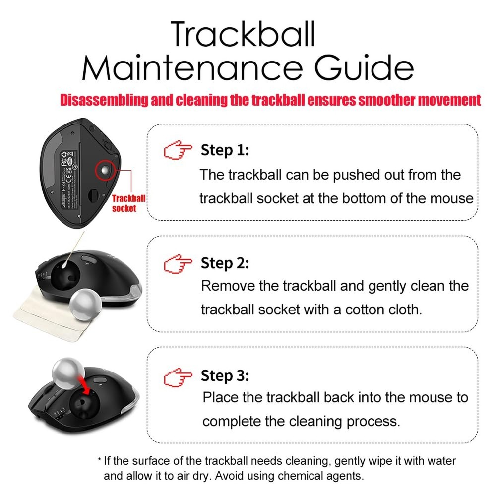zelotes Trackball Mouse,Rechargeable Wireless Bluetooth Mouse,4800 DPI (5-Lev...
