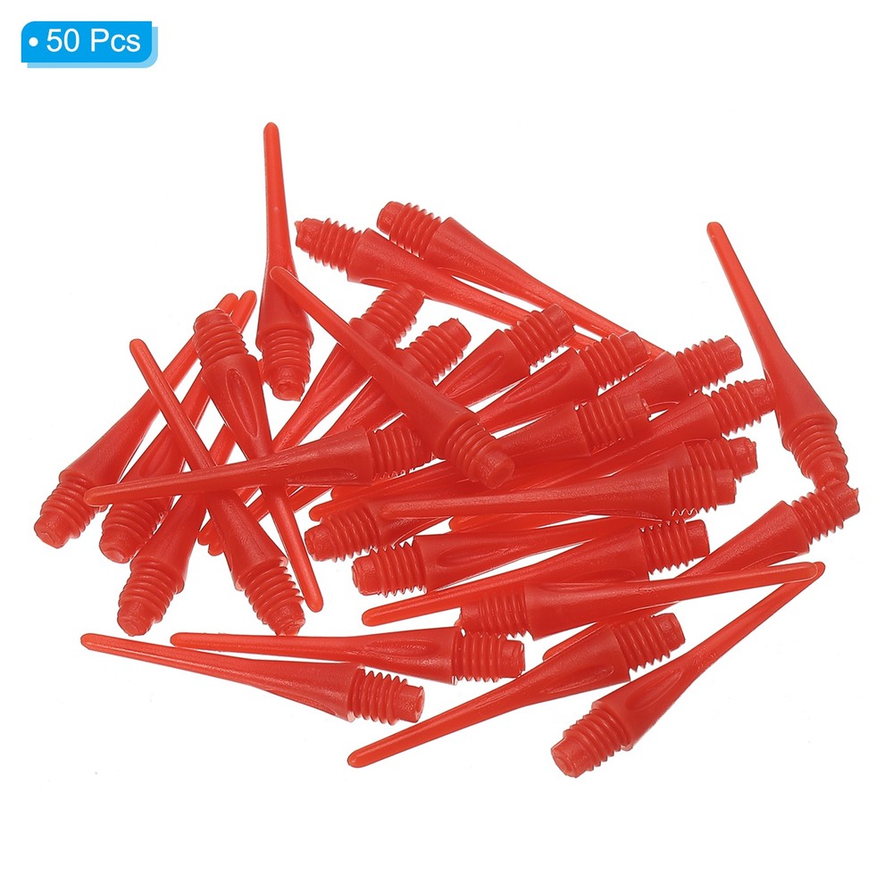 50Pcs 2BA Thread Plastic Soft Tip Dart Points Replacement Accessories, Red