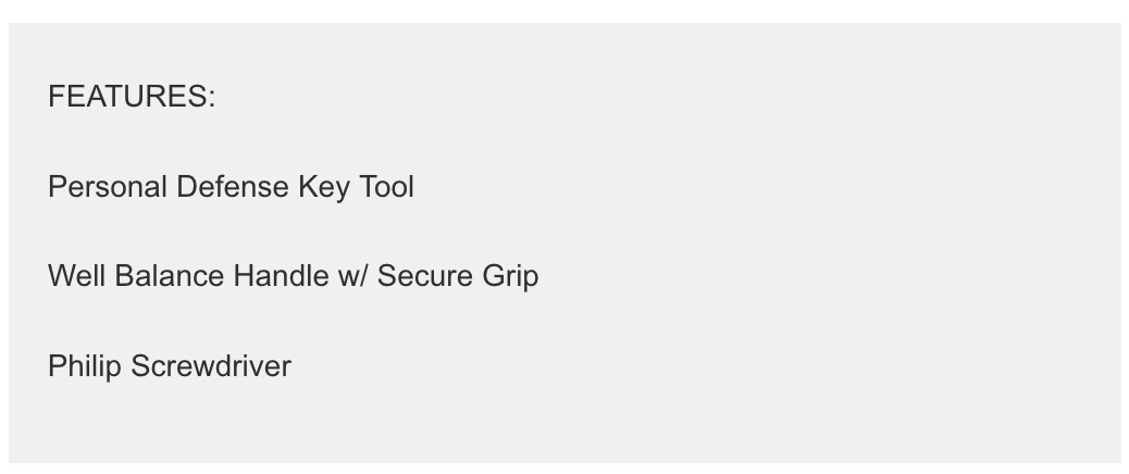 CRKT 9705 Williams Defense Key Tool Phillips Screwdriver EDC Tactical Defense