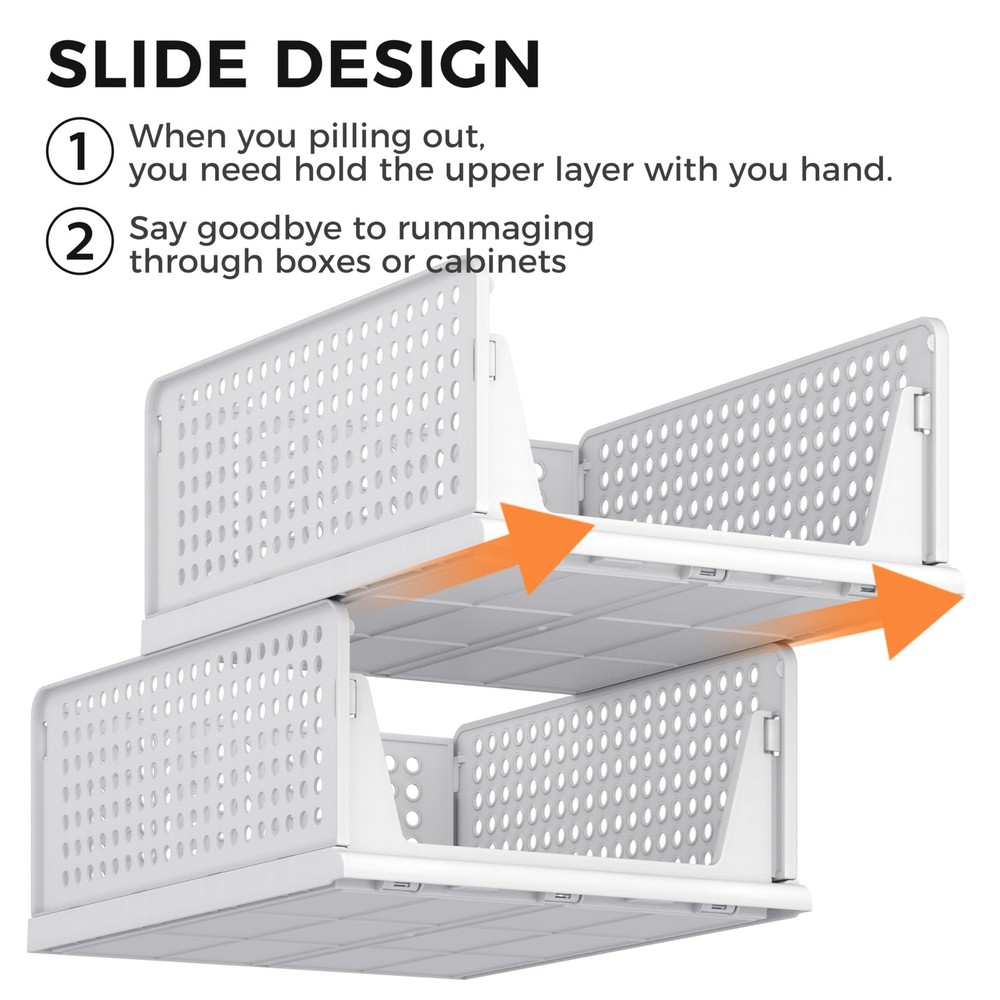 8 Pack Closet Organizers and Storage Plastic Stackable Storage Bins, Foldable...