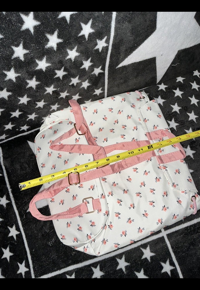 Floral Drawstring Backpack With Hello Kitty Pin