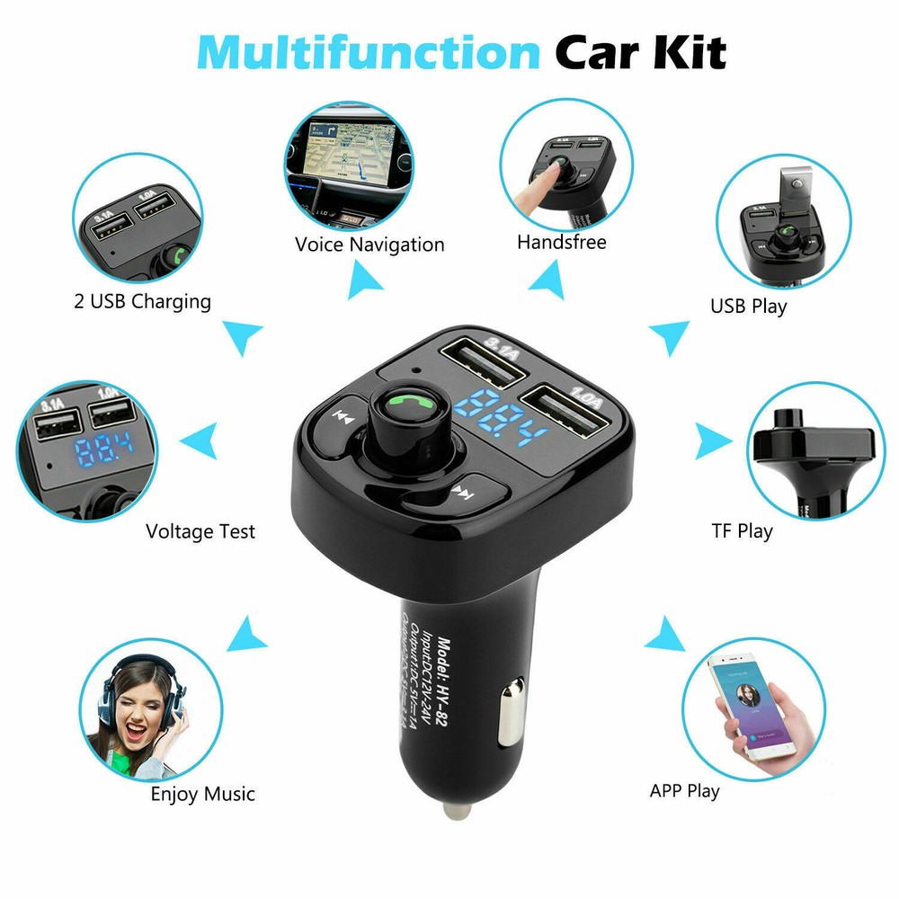 Bluetooth In-Car Wireless Transmitter MP3 Radio FM Adapter Kit Car 2 USB Charger