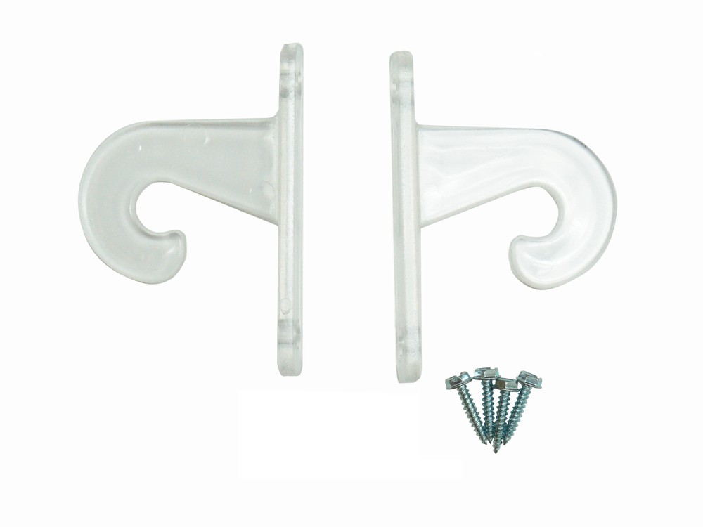 1" Mini Blind CLEAR HOLD DOWN Hooks BRACKETS for Doors (One Pair)
