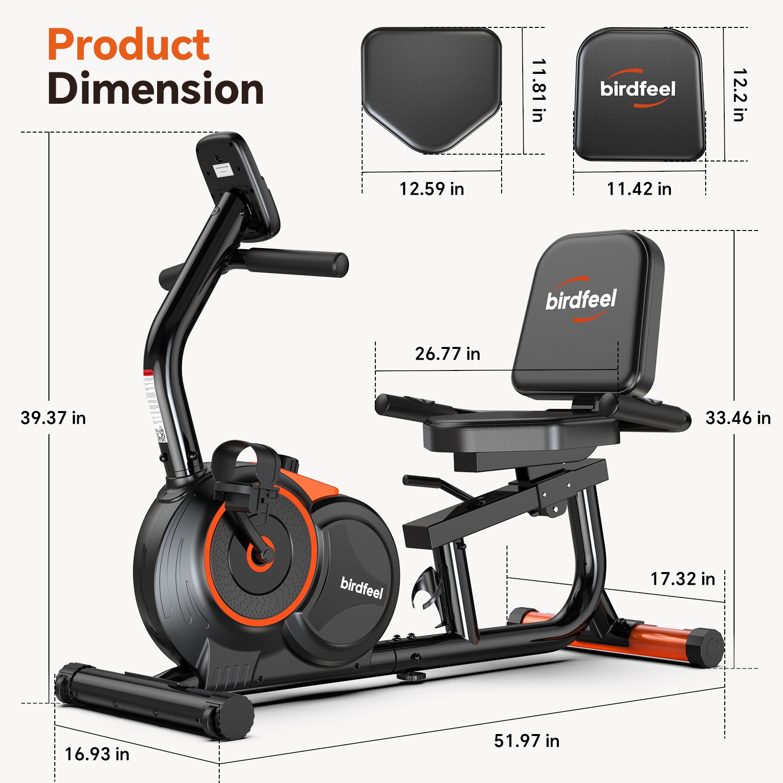 Indoor Recumbent Exercise Bike Stationary Bike Cardio Workout Bike Fitness Bike