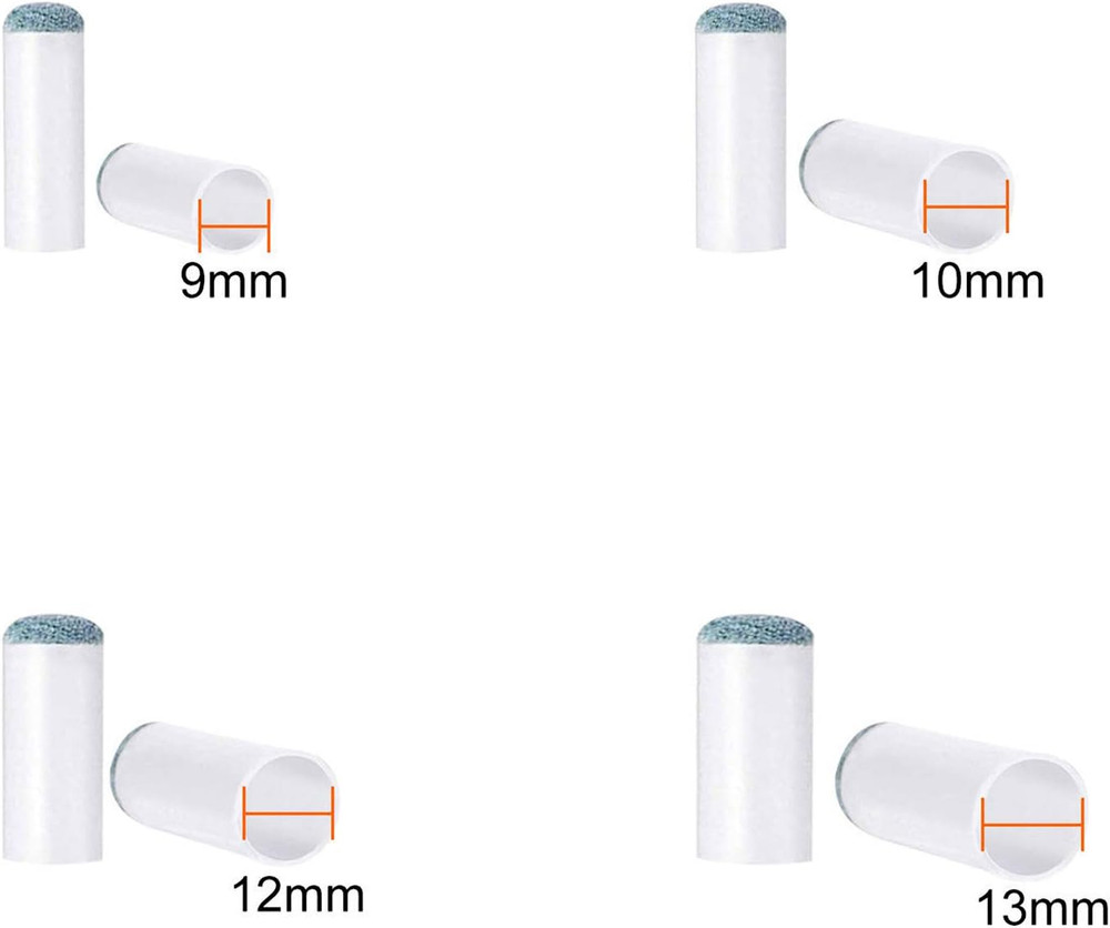 80-Pack Assorted Pool Cue Tips Replacement Kit, 4 Sizes Slip-On Tips New