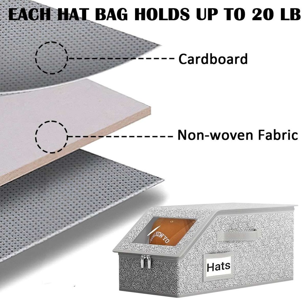 Stackable Hat Storage Organizer for Baseball Caps 12 Caps Hat Box with Lid