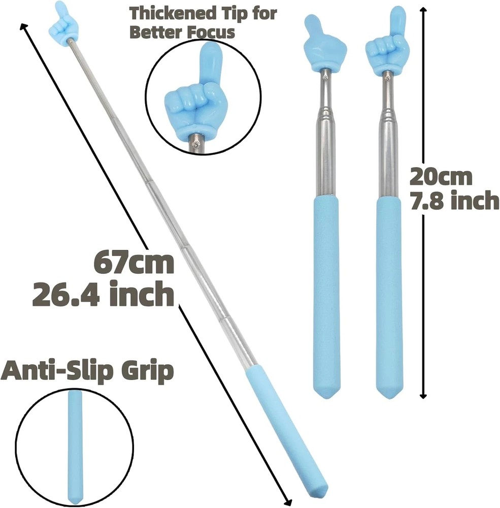 4 PCS Extendable Pointer Finger Stick - Bright Colored Telescopic Teachers Point