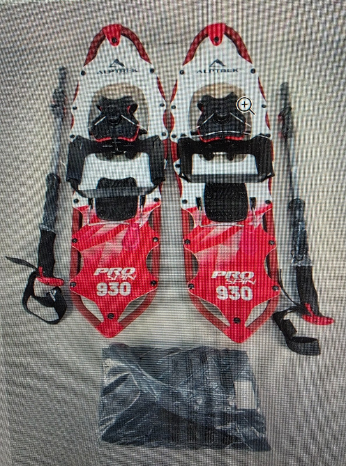 ALPTREK PRO 930 Snowshoes Complete Kit w/ Poles Bag 250lb Capacity Large 30"