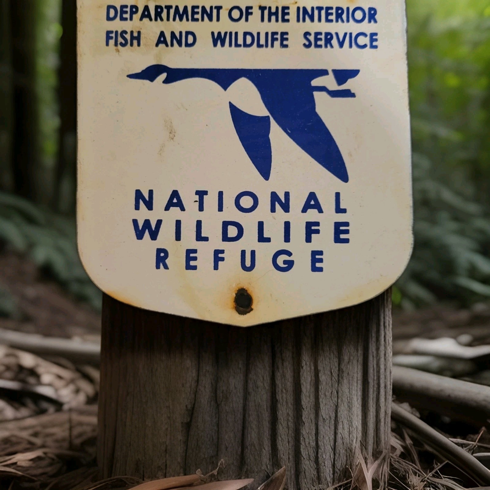 Vintage Wildlife Refuge Porcelain Sign US Department Of The Interior USA Gas Oil