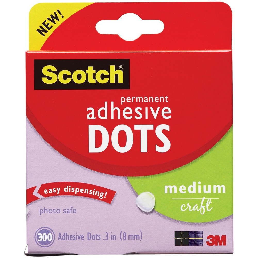 Scotch Permanent Adhesive Dots Medium Craft .3" 300/Pkg