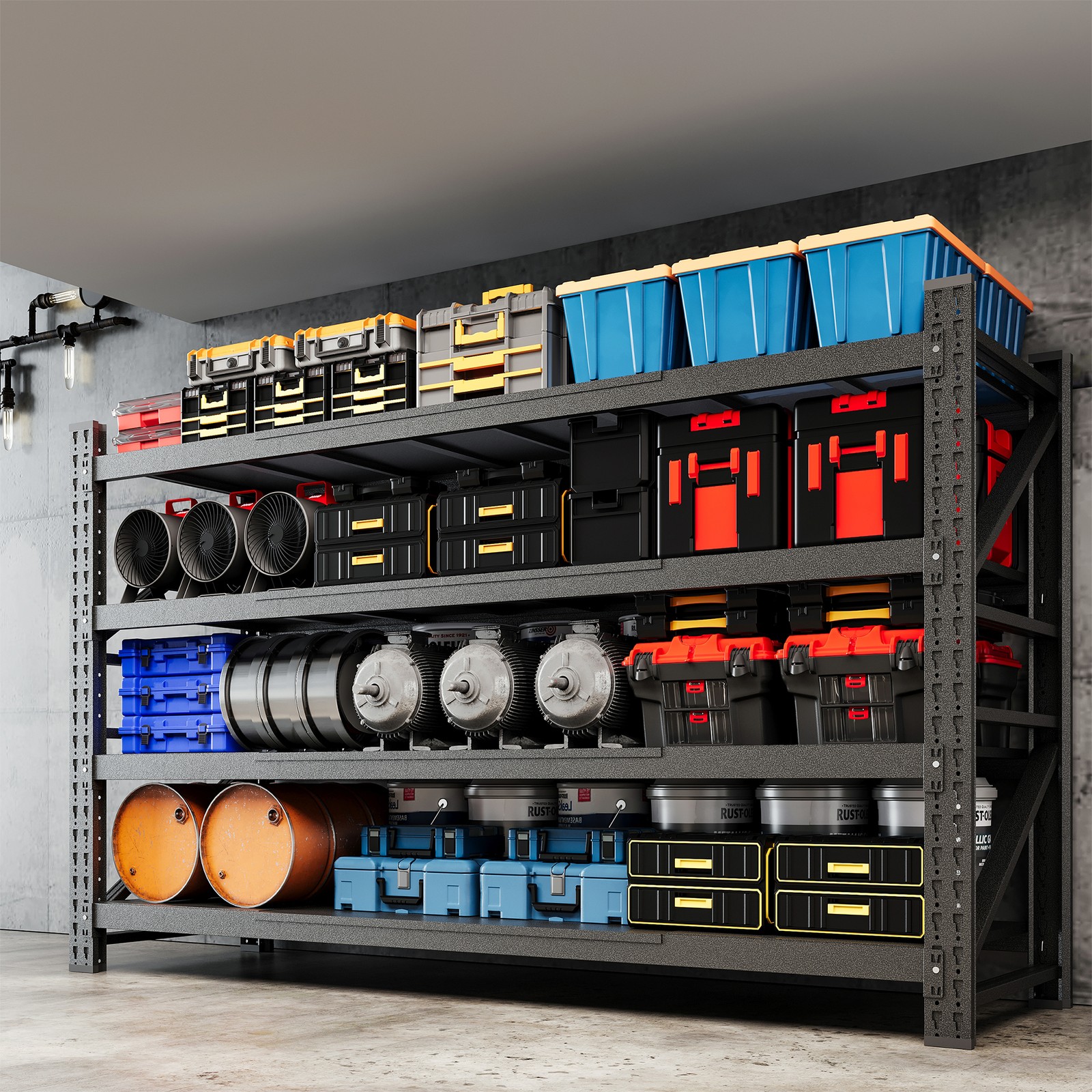 8000lb Heavy Duty Steel Shelves 68"W, Garage/Warehouse Rack Metal Storage Rack