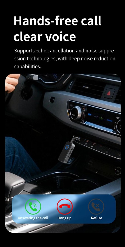 Bluetooth-Compatible 6.0 2-In-1 Transmitter/Receiver 3.5MM AUX Car Audio Player