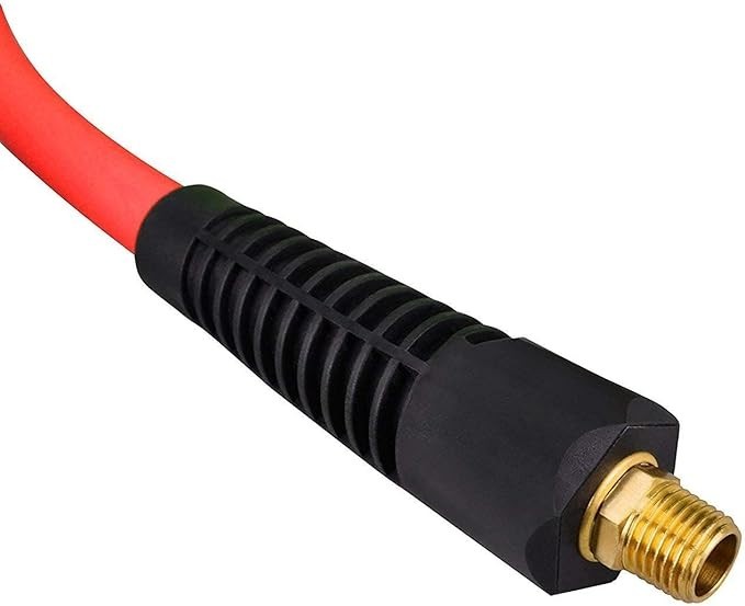 Premium Red Rubber Air Hose 3/8" x 50 ft 300 PSI Assembly with 1/4" Male Pipe