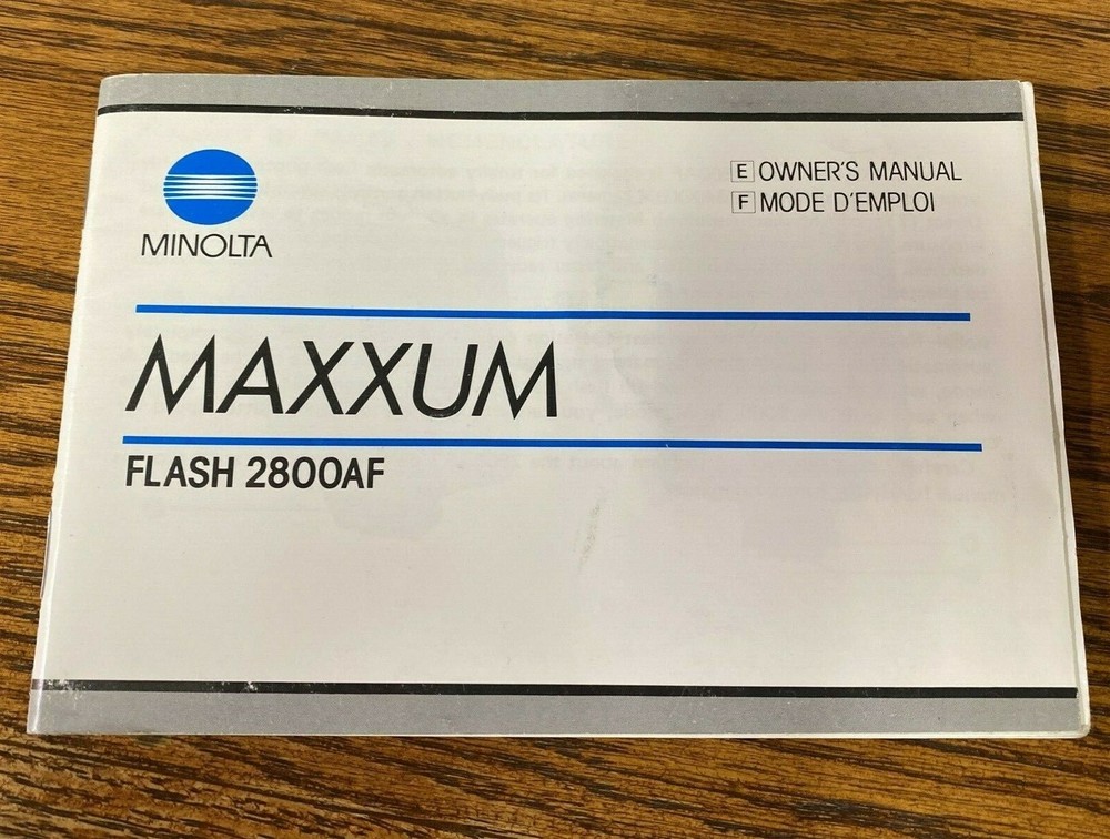 Minolta Maxxum 2800AF Camera Flash, Owner's Operator's Manual