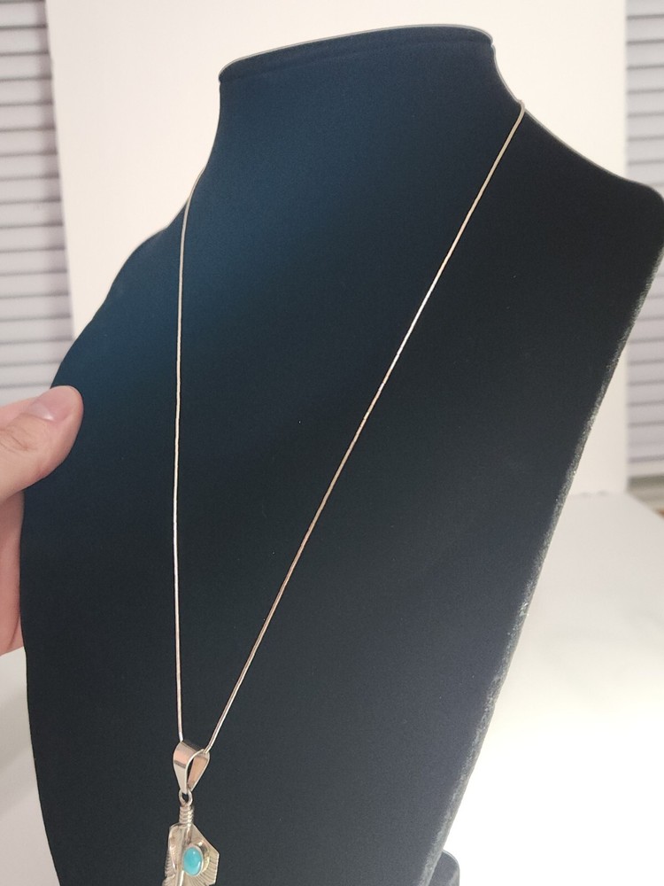 Cc Engraved Native American Feather Necklace