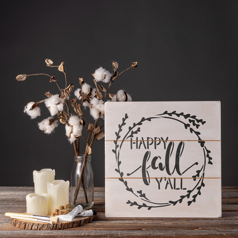 Happy Fall Yall Stencil - Durable & Reusable Mylar Stencils