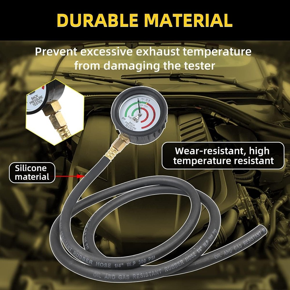 Auto Car Exhaust System Back Pressure Tester Meter Gauge Test Tool Kit Sensor