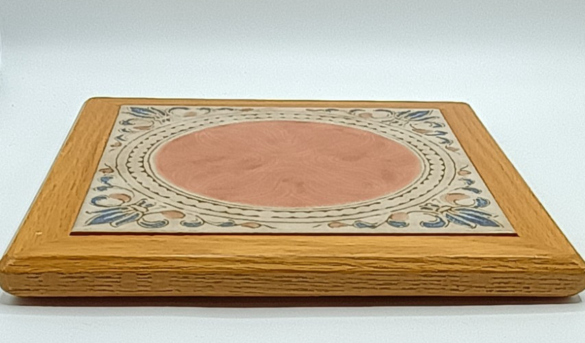 Vintage Handcrafted Ceramic Tile Solid Oak Wood Frame Trivet Hot Pad Cape Cod