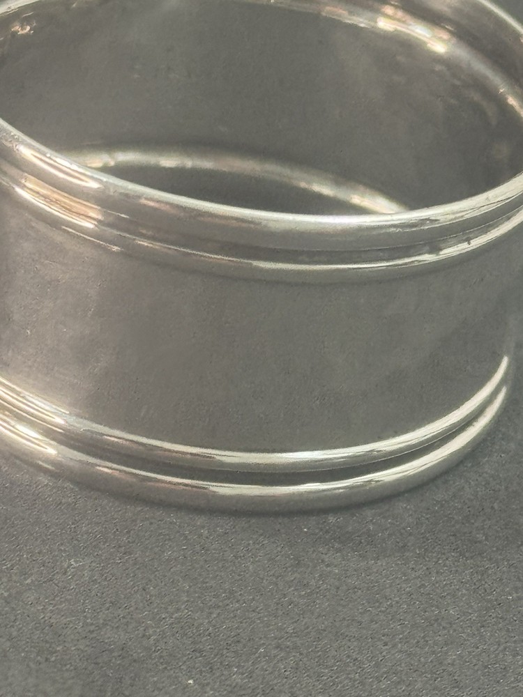 Oval Hammered Napkin Ring Sterling Silver No Monogram