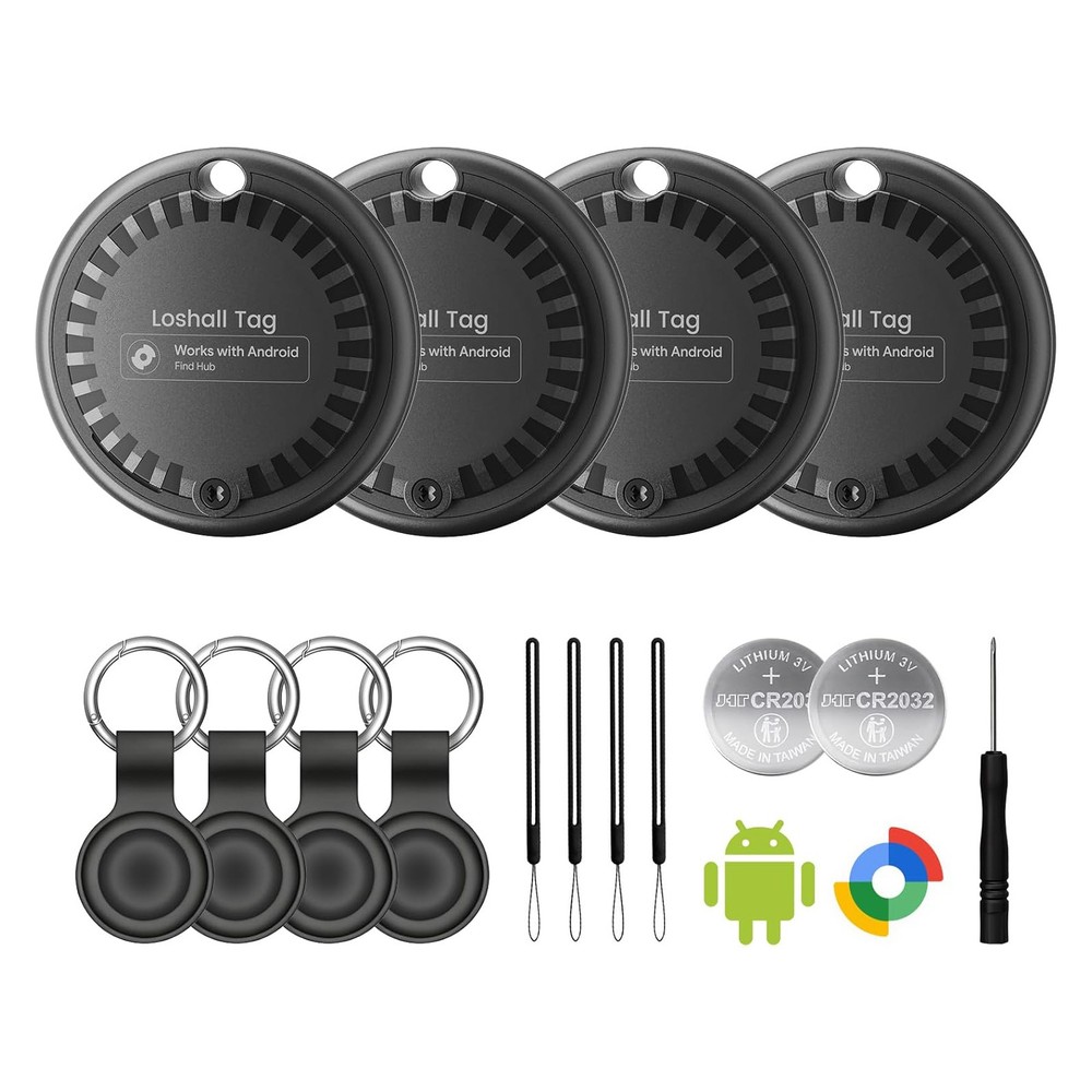 (4pack) Air Tracker Tags for Android, IP65 Waterproof Luggage Tracker with Case