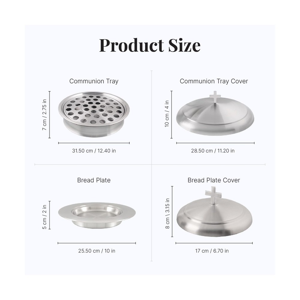 Communion Ware 2 Holy Wine Serving Trays with A Lid & 1 Stacking Bread Plate ...