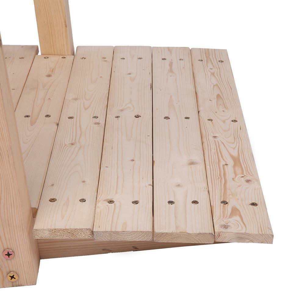 5 ft Wooden Bridge Stained Finish Yard Decor Wood Garden Pond Arch Walkway