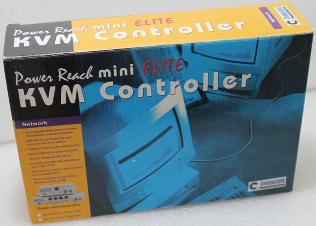 vintage CompuCable Power Reach Mini Elite 2 Port USB KVM Controller KVM-201 PRIM
