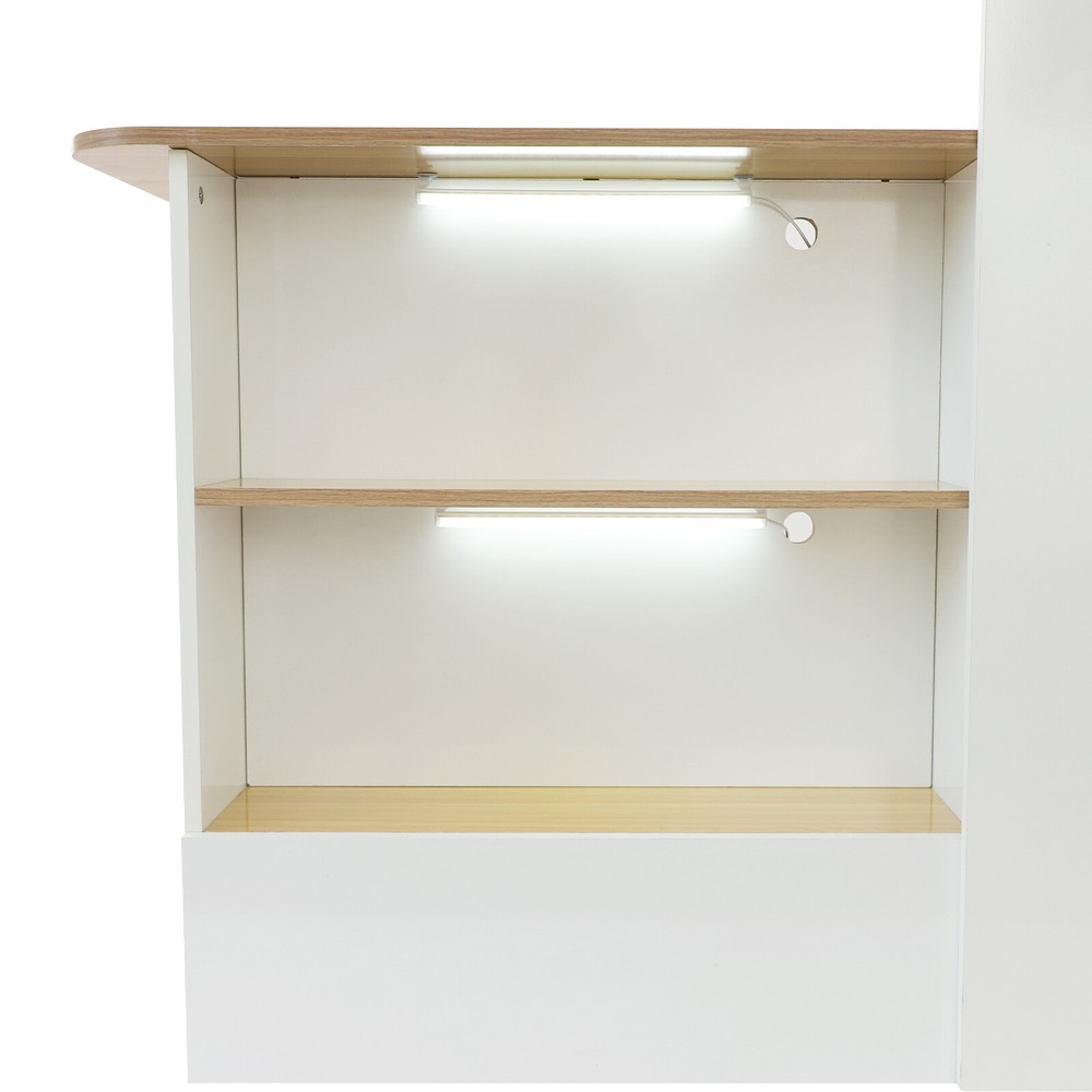 Reception Desk Rectangular Modern Reception Counter Table w/ Lockable Drawer