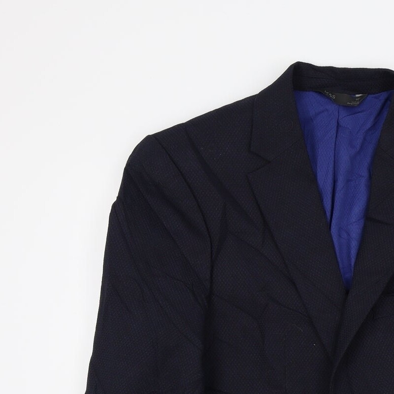 M&S Mens Blue Polyester Blend Jacket Suit Jacket Size 38