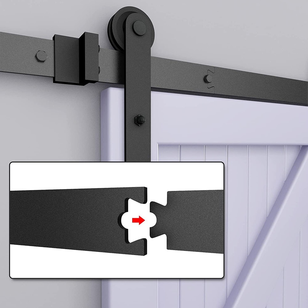 YIGOLD 6FT SLIDING BARN DOOR TRACK SYSTEM KIT HARDWARE SET FLAT TRACK