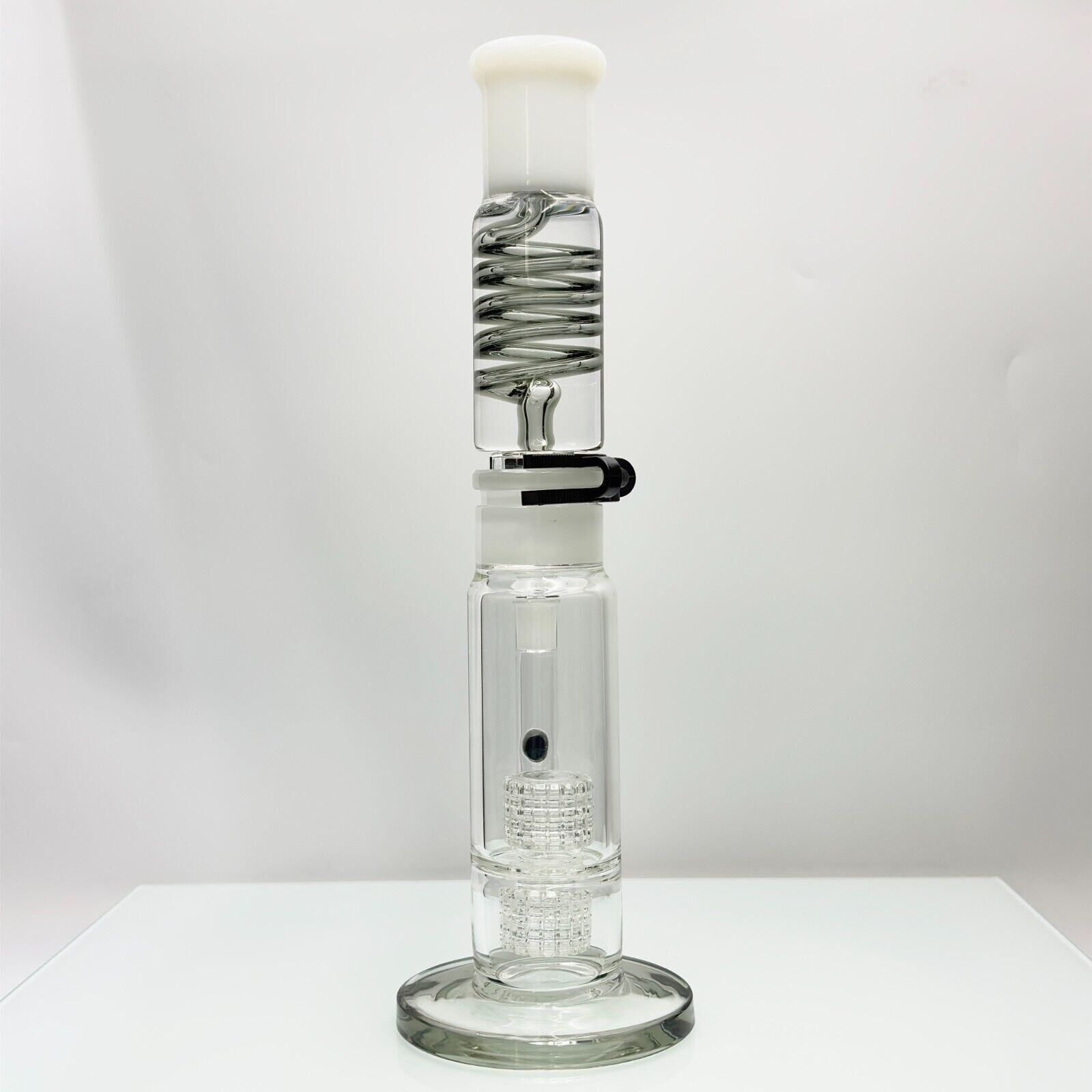 14Inch Freezable Glycerin Glass Bong Perc Waterpipe With Bowl 14MM Smoky Gray
