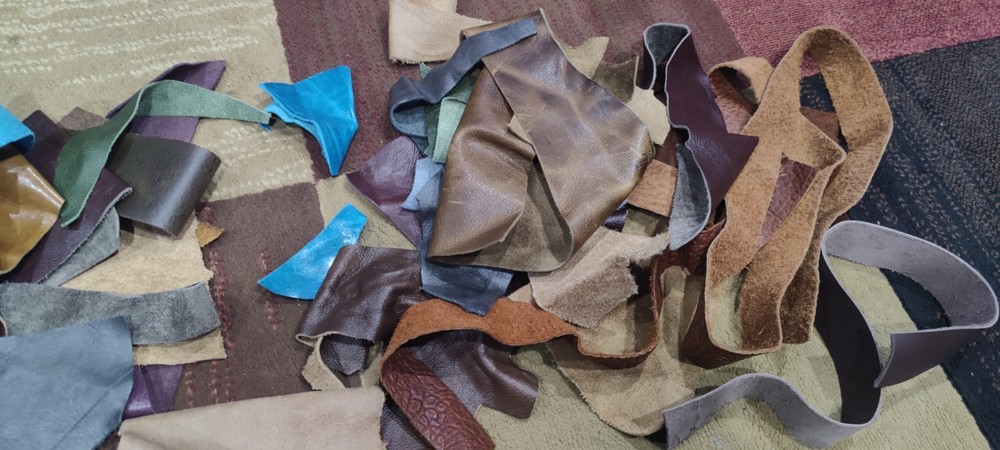Leather  Scrap lot for Craft 2.5LB Mostly Brown