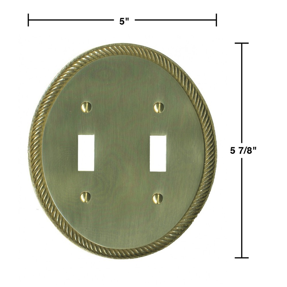 Solid Brass Switchplate Double Toggle Oval Braided Renovators Supply