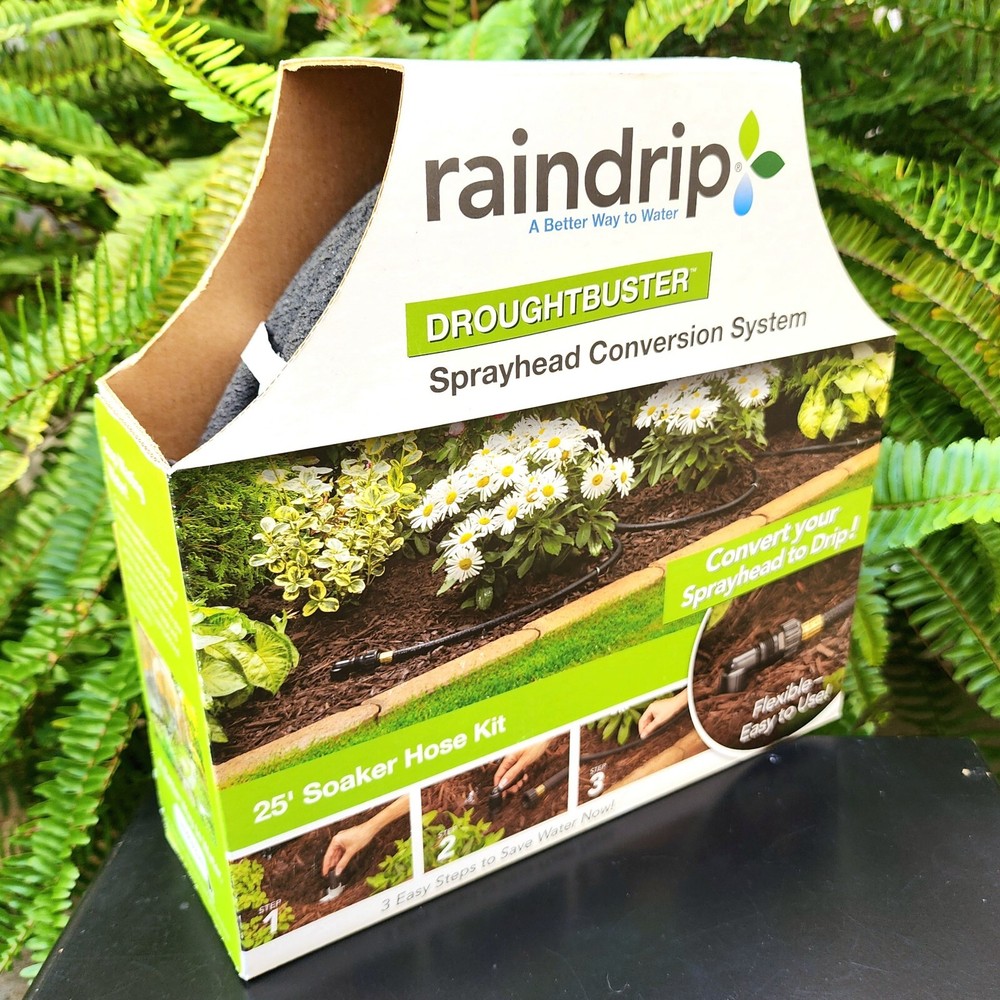 Raindrip 25' Soaker Hose Kit Sprayhead Conversion System Droughtbuster Drip NIB