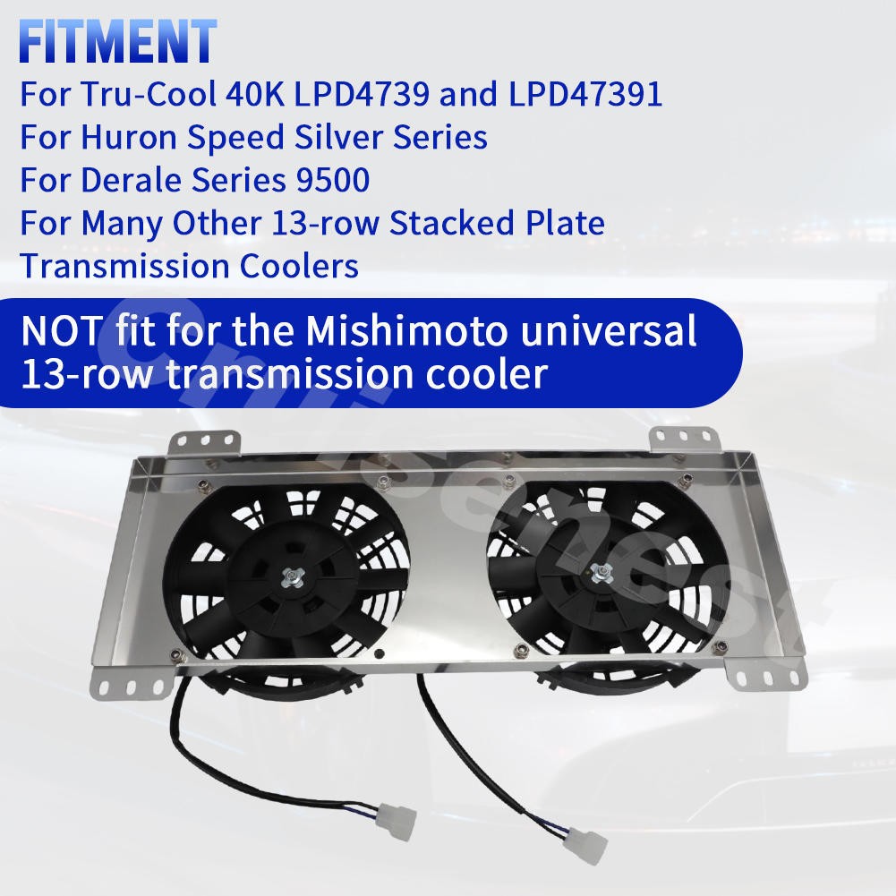 For Tru-Cool 40K Derale 9500 Huron Speed Silver Series 8'' Dual Fan & Shroud Kit